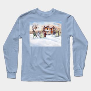 Hillhurst Holiday in Watercolor Long Sleeve T-Shirt